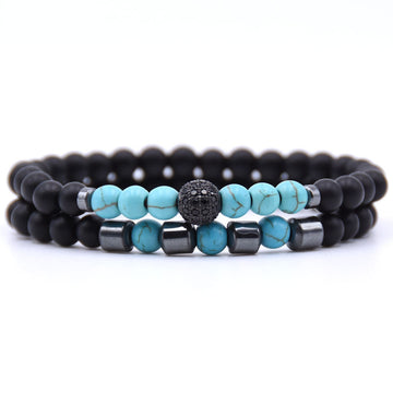 Micro Inlaid Zircon Natural Stone Beaded Bracelet