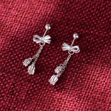 Bow Eardrops Sweet Tassel Bone Studs
