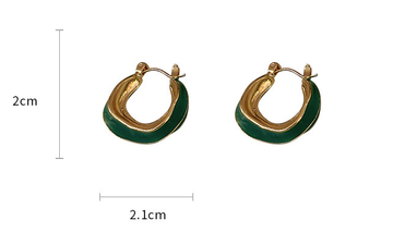 Dripping Glaze Geometric Irregular Round Earrings