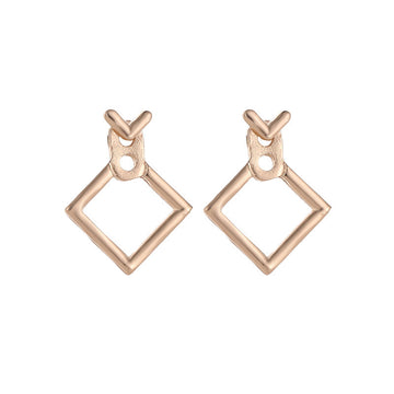 Hollow Diamond Square Stud Earrings For
