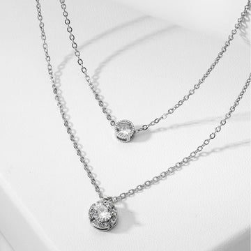 Sparkling Three Dimensional Zircon Pendant Necklace