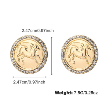 Ancient Coin Relief Pegasus Figure Carving Necklace