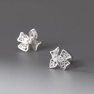 Bow Otica Silver Bow Stud Earrings