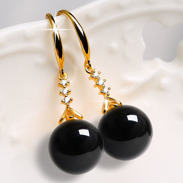 Elegant Silvering Earrings With Chalcedony Green
