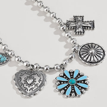 Personalized Turquoise Wax Rope Necklace Embossed