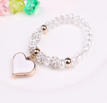 Elastic Crystal Heart Bracelet And Bangle