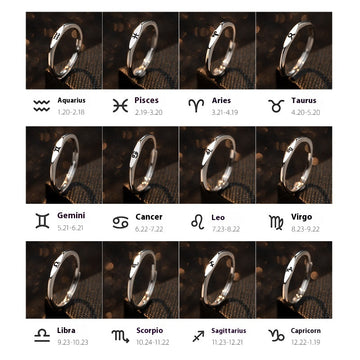 Simple Twelve Constellation Open Ring For