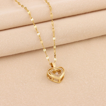 Double Layer Love Necklace With Rhinestones