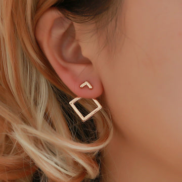 Hollow Diamond Square Stud Earrings For