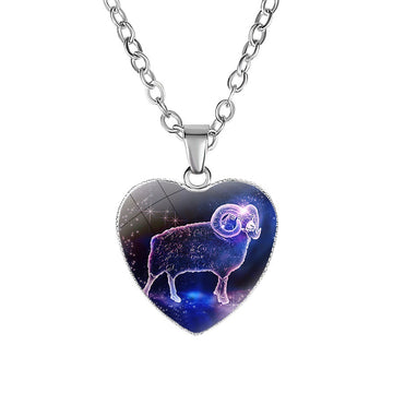 Women'S Zodiac Heart Pendant Necklace With