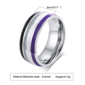 8Mm Men'S Rainbow Color Flag Ring