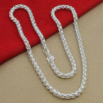 Silver Plated Round Box Necklace With