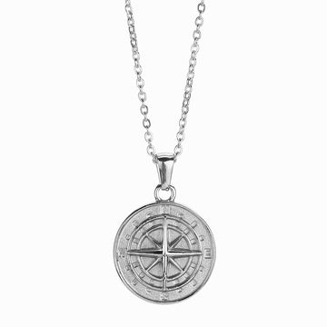 Stainless Steel Compass Circular Necklace Geometric