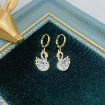 Sweet Rhinestone Swan Earrings Fashion Jewelry