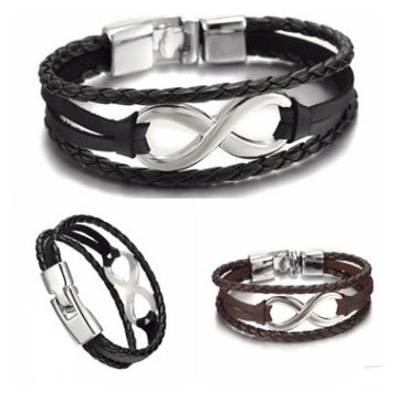 Lucky Figure 8 Leather Bracelet Unisex
