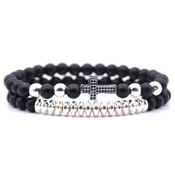 Natural Stone Cross Elastic Bracelet 19Cm