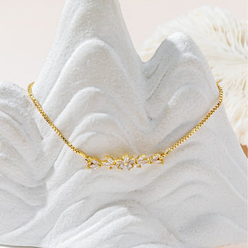 Fashionable Zircon Bracelet Silver Flower Leaf