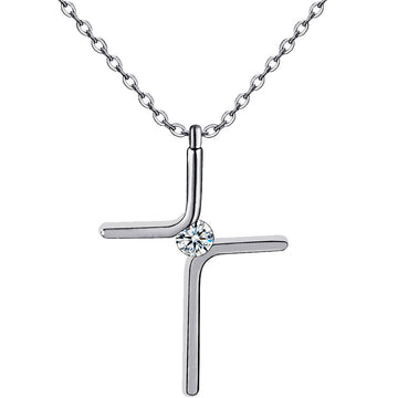 Cross Pendant Simple Necklace Titanium Steel