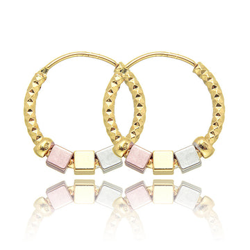 Hollow Rosette Earrings With Gold Contrast