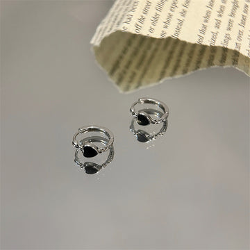 Black Love Heart Earrings Women Summer