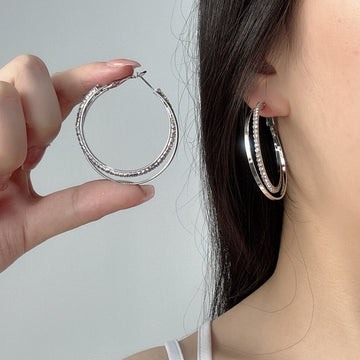 Diamond Simple Bracelet And Eardrop Earring