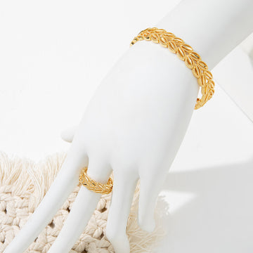 2Pcs Fashion 18K Gold Plated Wheat Bracelet