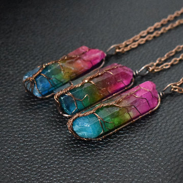 Hot Selling Stone Crystal Pillar Tree Necklace