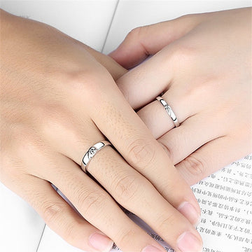 Silver Heart Diamond Ring For Couples