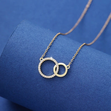 Women'S Simple Design Asymmetrical Double Ring Necklace
