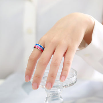 8Mm Men'S Rainbow Color Flag Ring