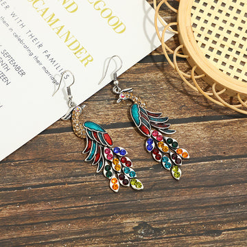 European And American Texture Peacock Earrings