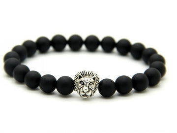 Bold Lion Carved Stone Bracelet For