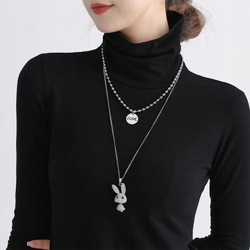 Double Decorative Titanium Steel Necklace Light