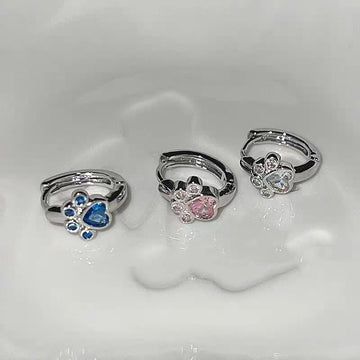 Female Diamond Studded Cat Paw Earrings