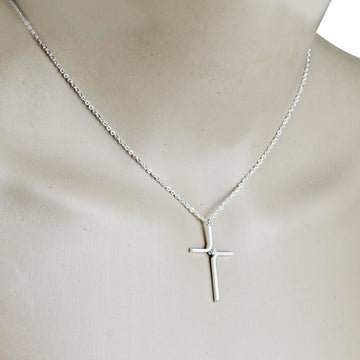 Cross Pendant Simple Necklace Titanium Steel