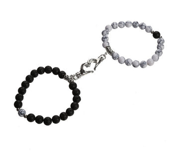 Turquoise Peach Heart Magnet Couple Design Bracelet