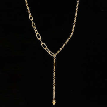 Popular Punk Inlaid Zirconium Skull Y Necklace