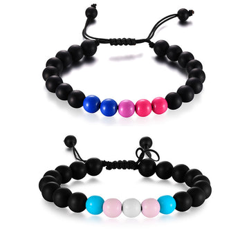 Acrylic Black Agate Beaded Bracelet Unisex