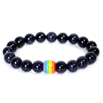 Rainbow Bead Bracelet Pride Natural Stone