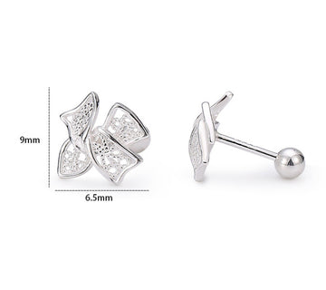 Bow Otica Silver Bow Stud Earrings