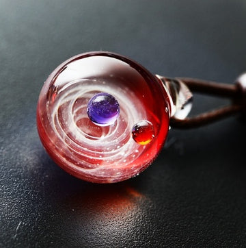 Cosmic Nebula Pendant Necklace Blue Starry