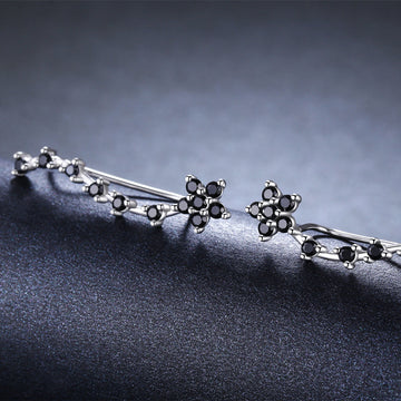 Women'S Black Long Fringed Zircon Earrings