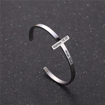 Special Titanium Steel Scripture Cross Bracelet