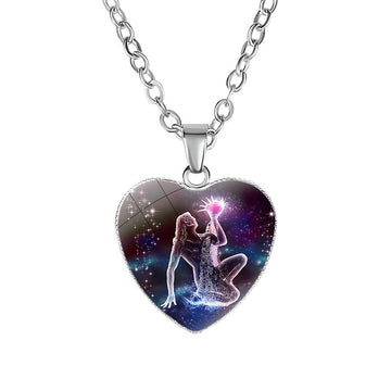 Women'S Zodiac Heart Pendant Necklace With