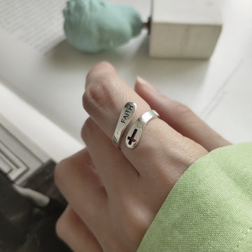 Fashionable English Letter Hollow Belief Ring