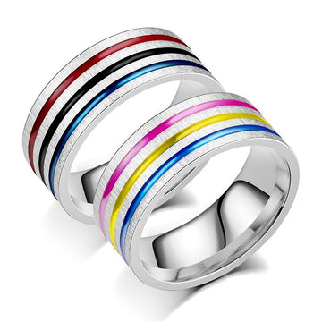 Titanium Steel Flower Ring With Rainbow