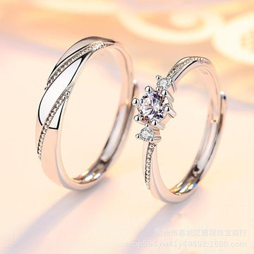 Sterling Silver Couple Wedding Ring Pair