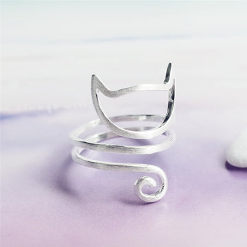 S925 Silver Personalized Winding Brushed Cute Ring