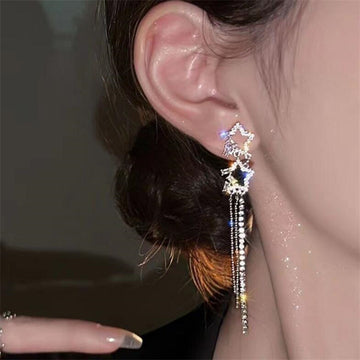 Xingx Gold Water Drop Tassel Earrings
