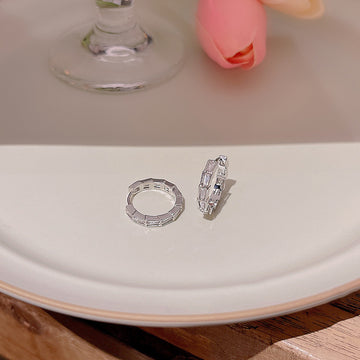 Sterling Silver Needle Zircon Eardrop Earrings